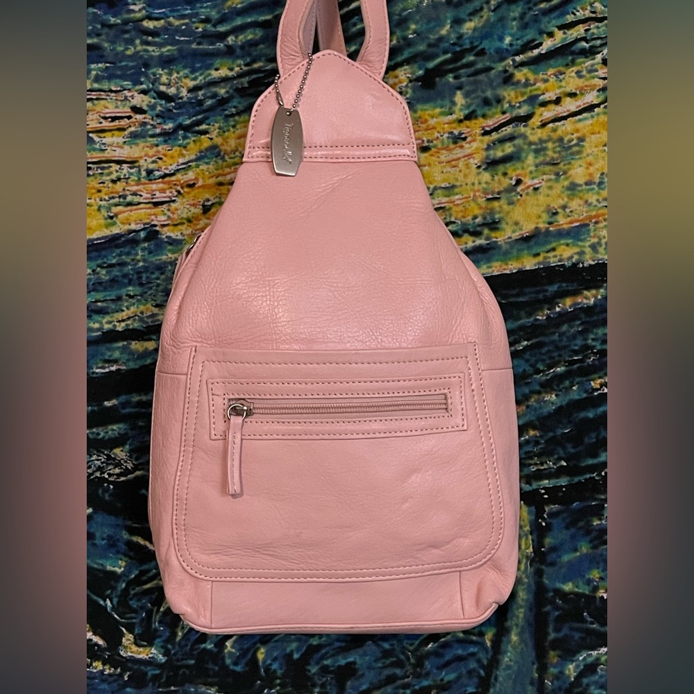 Tignanello light pink glove leather backpack